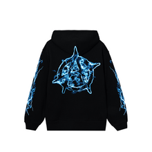 Load image into Gallery viewer, BLUE LIGHTNING ANARCHY HOODIE BLACK