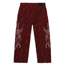 Load image into Gallery viewer, FLAME DISTRESSED BORO DENIM PANT RED
