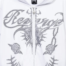 Load image into Gallery viewer, ROSE SWORD BEJEWELED ZIP WHITE/BLACK