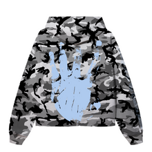Load image into Gallery viewer, X KILL CROPPED HOODIE SNOW CAMO/BABY BLUE