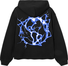 Load image into Gallery viewer, LIGHTNING ANARCHY CROPPED HOODIE BLACK/BLUE