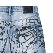 Load image into Gallery viewer, GRAFFITI DENIM PANT BLEACHED INDIGO/BLACK