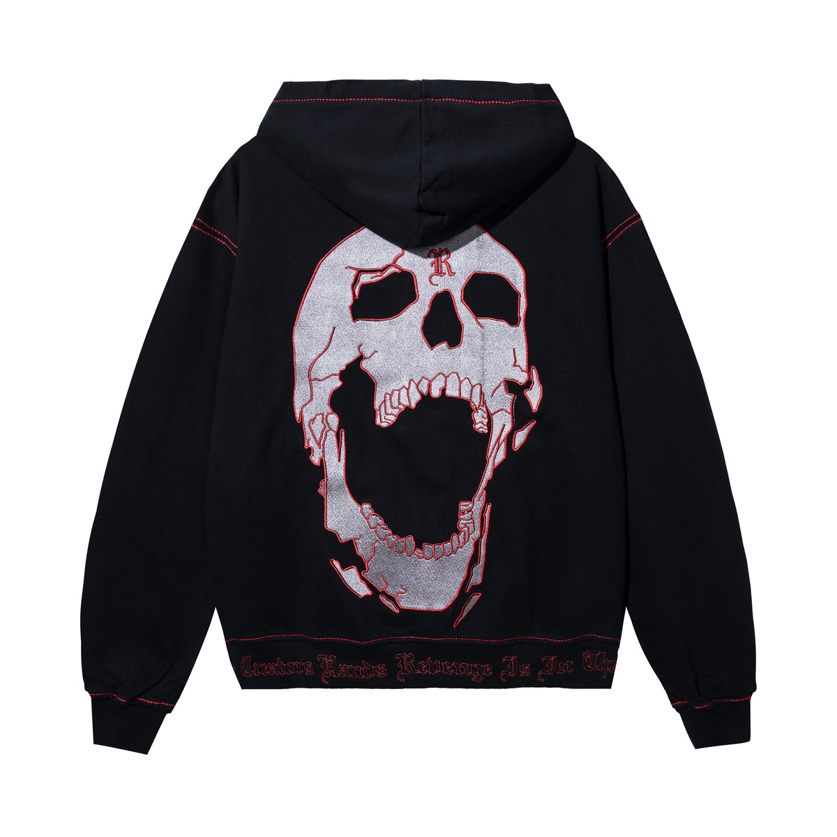 CONTRAST SKULL EMBROIDERED ZIP BLACK/RED – Revenge Official