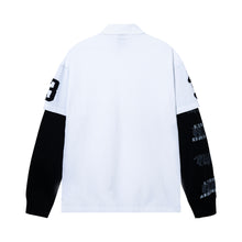 Load image into Gallery viewer, COLLEGE DOUBLE LAYERED POLO LONG SLEEVE WHITE/BLACK