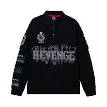 Load image into Gallery viewer, COLLEGE DOUBLE LAYERED POLO LONG SLEEVE BLACK/BLACK