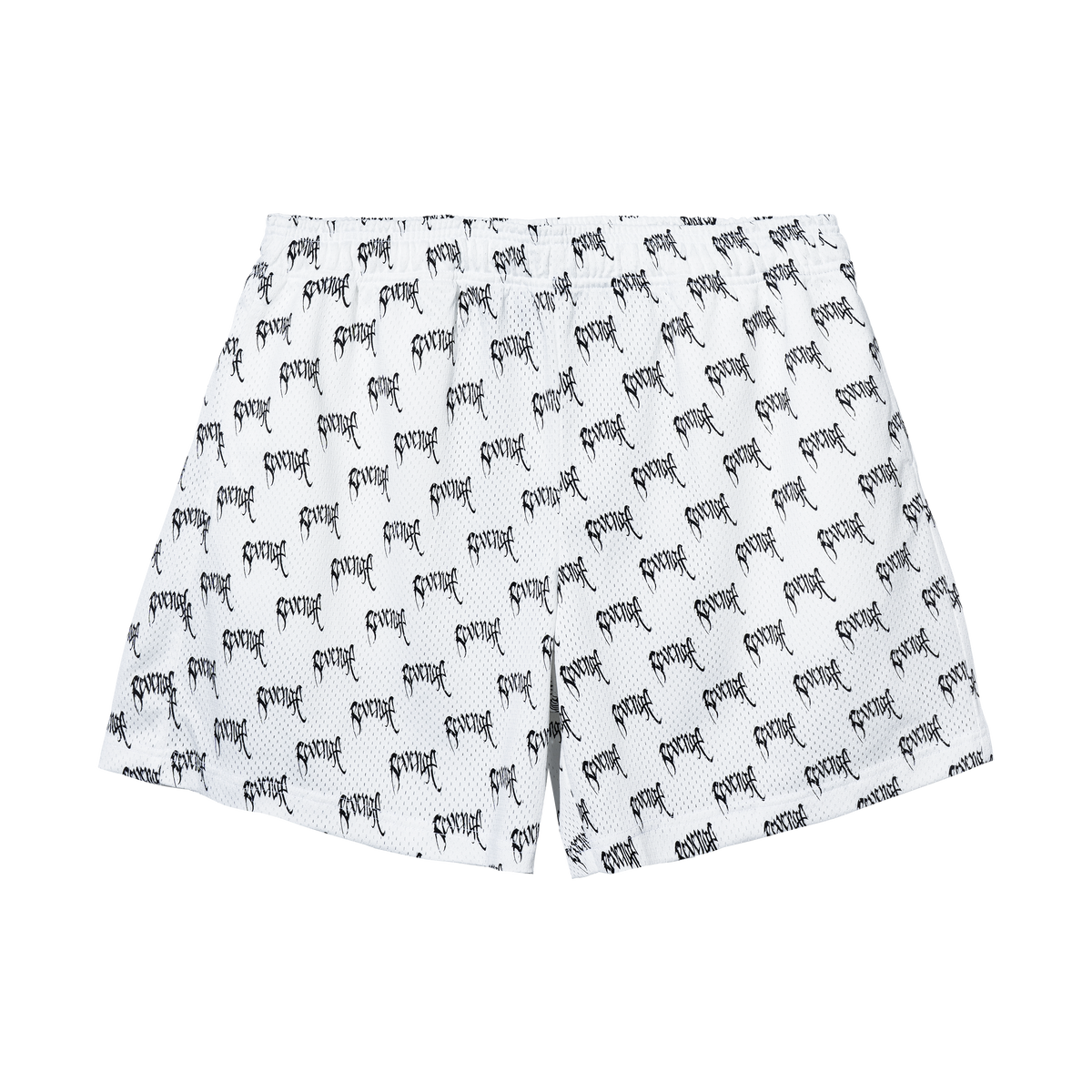 ALLOVER ARCH LOGO MESH SHORTS WHITE/BLACK – Revenge Official