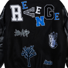 Load image into Gallery viewer, X BAD VIBES VARSITY JACKET BLACK/BLUE