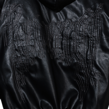 Load image into Gallery viewer, X TREE EMBROIDERED LEATHER BOMBER JACKET BLACK/GREY
