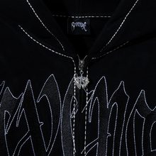 Load image into Gallery viewer, CONTRAST EMBROIDERED ZIP HOODIE BLACK/BLACK