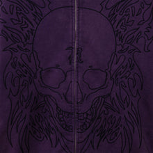 Load image into Gallery viewer, TRIBAL SKULL STUDDED ZIP PURPLE