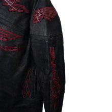 Load image into Gallery viewer, BURNOUT LEATHER JACKET BLACK/BURGUNDY