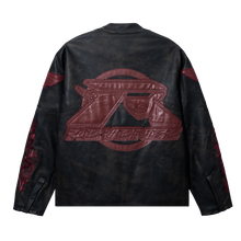 Load image into Gallery viewer, BURNOUT LEATHER JACKET BLACK/BURGUNDY