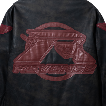 Load image into Gallery viewer, BURNOUT LEATHER JACKET BLACK/BURGUNDY