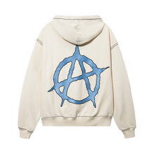Load image into Gallery viewer, CONTRAST ANARCHY EMBROIDERED HOODIE CREAM/BLUE
