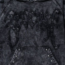 Load image into Gallery viewer, VINTAGE ARCH LOGO STUDDED HOODIE WASHED BLACK