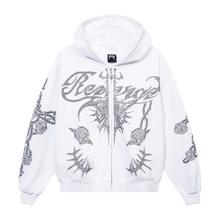 Load image into Gallery viewer, ROSE SWORD BEJEWELED ZIP WHITE/BLACK