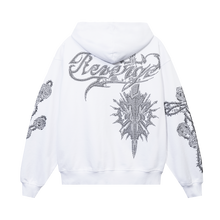 Load image into Gallery viewer, ROSE SWORD BEJEWELED ZIP WHITE/BLACK