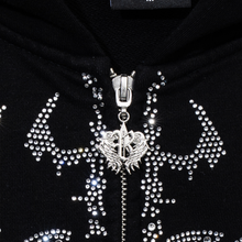 Load image into Gallery viewer, ROSE SWORD BEJEWELED ZIP BLACK/CRYSTAL