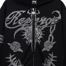 Load image into Gallery viewer, ROSE SWORD BEJEWELED ZIP BLACK/CRYSTAL