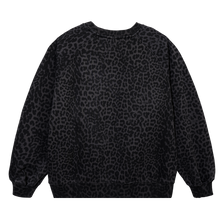 Load image into Gallery viewer, LEOPARD PATTERN RAGLAN CREWNECK BLACK