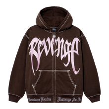 Load image into Gallery viewer, CONTRAST EMBROIDERED ZIP HOODIE BROWN/PINK