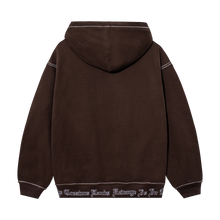 Load image into Gallery viewer, CONTRAST EMBROIDERED ZIP HOODIE BROWN/PINK