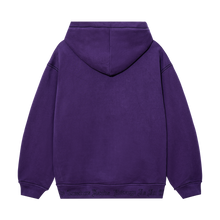 Load image into Gallery viewer, CONTRAST EMBROIDERED ZIP HOODIE PURPLE/BLACK