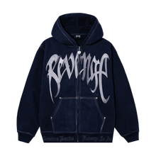 Load image into Gallery viewer, CONTRAST STITCH EMBROIDERED ZIP HOODIE NAVY/SILVER