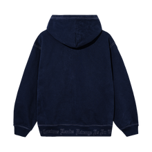 Load image into Gallery viewer, CONTRAST STITCH EMBROIDERED ZIP HOODIE NAVY/SILVER