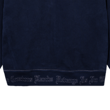 Load image into Gallery viewer, CONTRAST STITCH EMBROIDERED ZIP HOODIE NAVY/SILVER