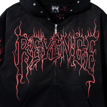 Load image into Gallery viewer, CRADLE OF BONES STUDDED ZIP WASHED BLACK/RED