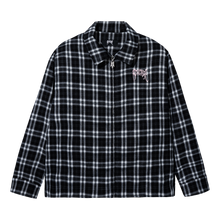 Load image into Gallery viewer, EMBROIDERED SPIDER FLANNEL BLACK/WHITE/PINK