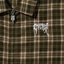 Load image into Gallery viewer, EMBROIDERED SPIDER FLANNEL OLIVE/WHITE