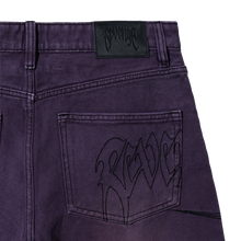 Load image into Gallery viewer, SPIKE CROSS EMBROIDERED DENIM PANT PURPLE
