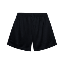 Load image into Gallery viewer, SCRIPT EMBROIDERED MESH SHORTS BLACK/RED