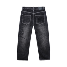 Load image into Gallery viewer, SPIKE CROSS EMBROIDERED DENIM PANT BLACK