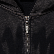 Load image into Gallery viewer, STENCIL LOGO ZIP VINTAGE WASHED BLACK