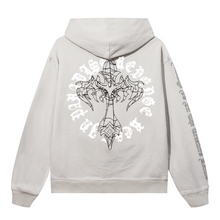 Load image into Gallery viewer, WEB CROSS HOODIE CEMENT/BLACK