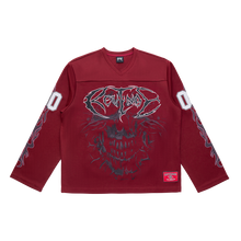 Load image into Gallery viewer, SKULL FLAME HOCKEY JERSEY BURGUNDY