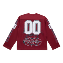 Load image into Gallery viewer, SKULL FLAME HOCKEY JERSEY BURGUNDY