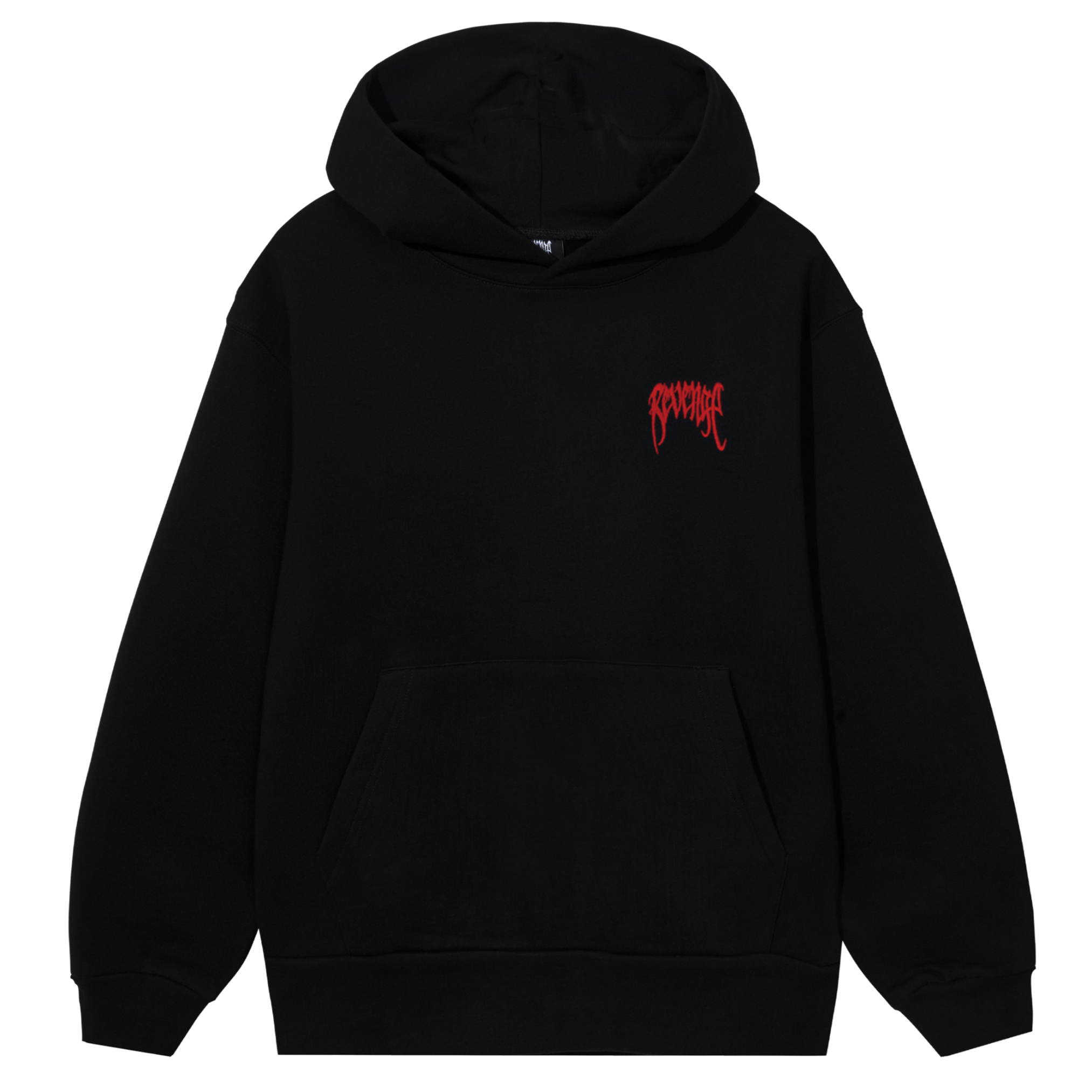 RED EMBROIDERED BASIC HOODIE BLACK – Revenge Official