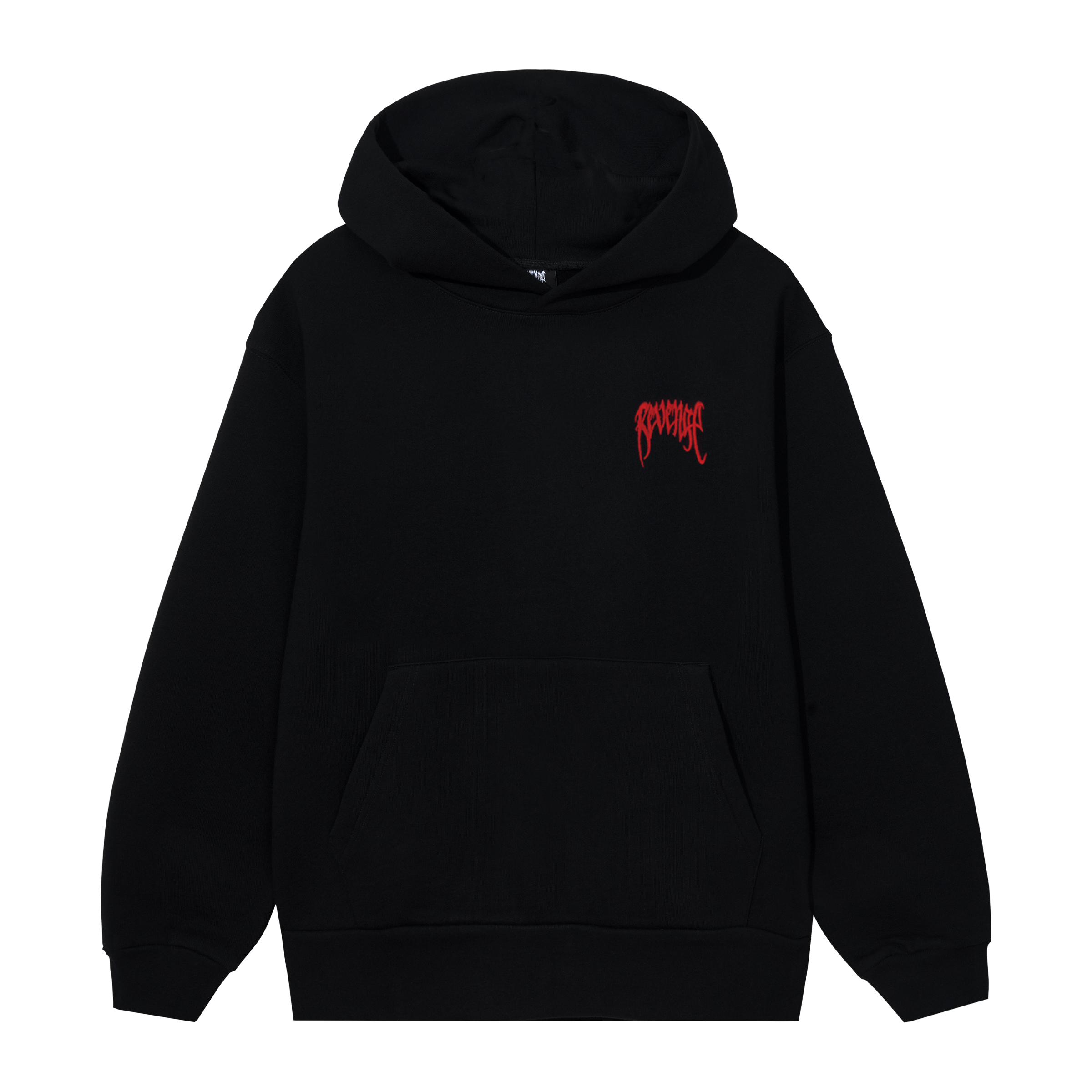 RED EMBROIDERED BASIC HOODIE BLACK Revenge Official