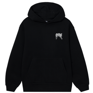 WHITE EMBROIDERED BASIC HOODIE BLACK Revenge Official