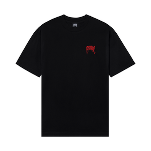 BLACK/RED EMBROIDERED BASIC TEE