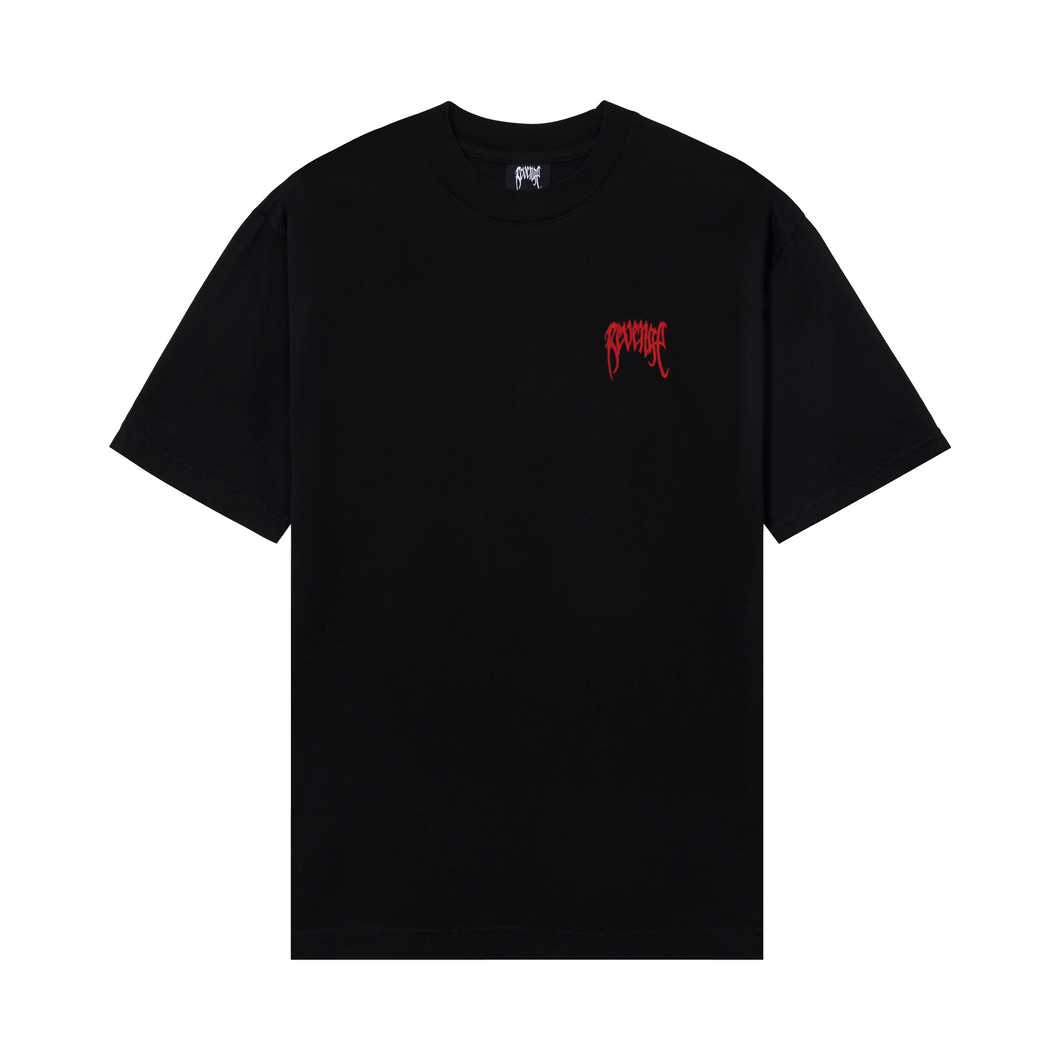 BLACK/RED EMBROIDERED BASIC TEE