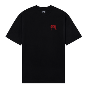 BLACK/RED EMBROIDERED BASIC TEE