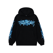 Load image into Gallery viewer, BLUE LIGHTNING ANARCHY HOODIE BLACK
