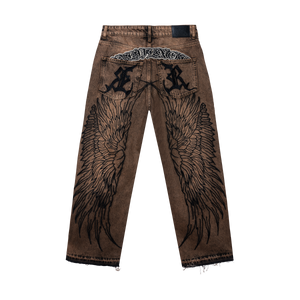 REMEX EMBROIDERED DENIM PANT WASHED BROWN