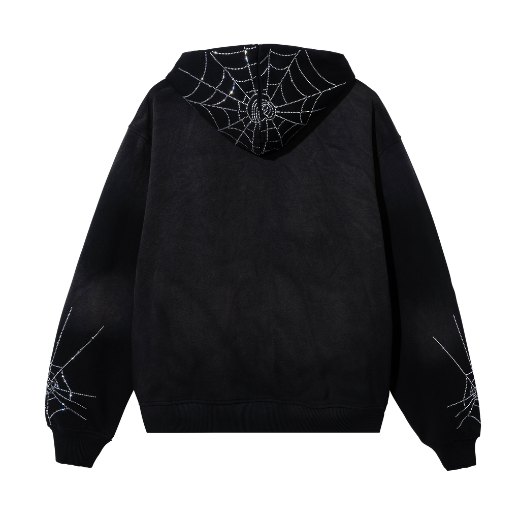ARACHNID BEJEWELED ZIP WASHED BLACK/CRYSTAL