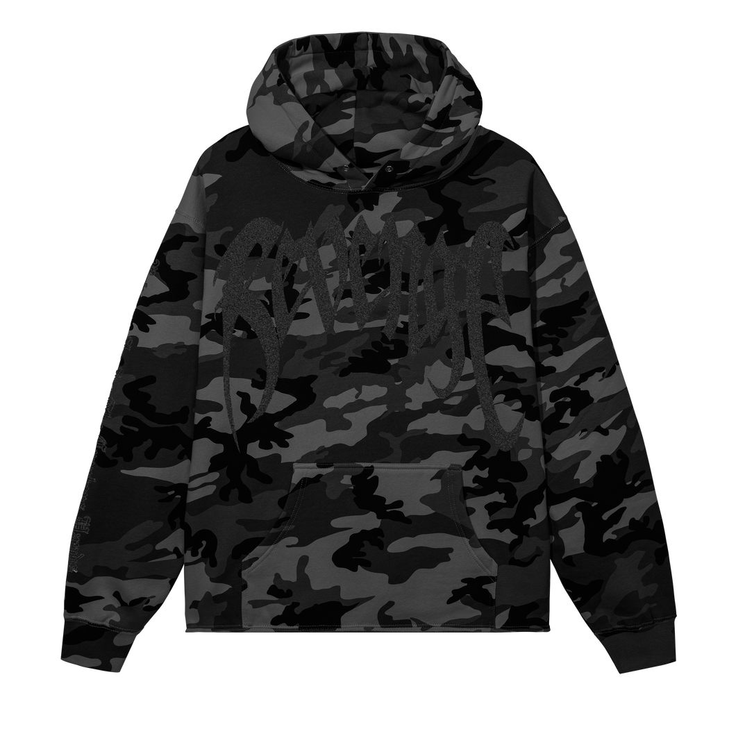 X KILL CROPPED HOODIE BLACK CAMO/3M